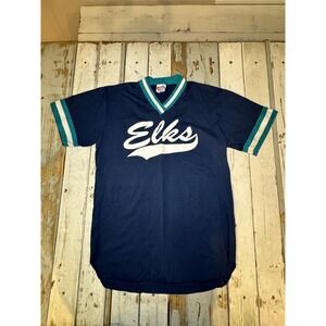 Vintage ELKS Jersey by Eagle USA Made In USA "Schwartz 1" Blue Size Medium READ